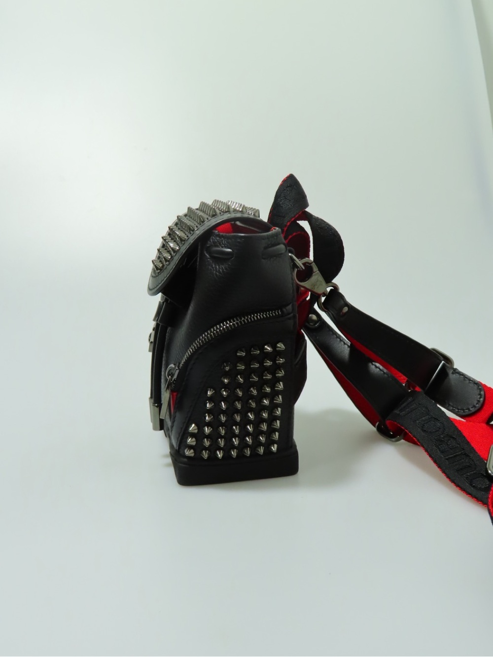 Christian Louboutin Explorafunk Backpack Mini Studded Black Red - Picture 3 of 8
